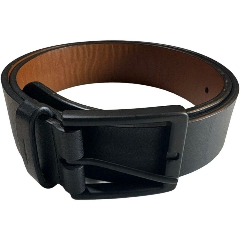 Shinola Detroit Black Leather Belt Matte Black Buckle USA Size 32
